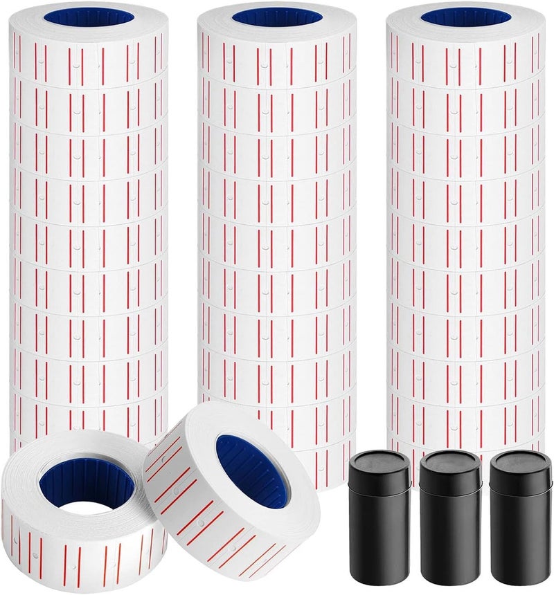 LonXFan 1,5000PCS Price Gun Labels 30 Rolls Price Labels for MX-5500 Label Gun, White Price Stickers Plus Extra 3Pcs Price Gun Refill Ink Roll - Image 1